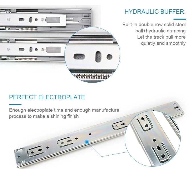 Furniture Telescopic Drawer Full Extension Ball Bearing Slides Heavy Duty